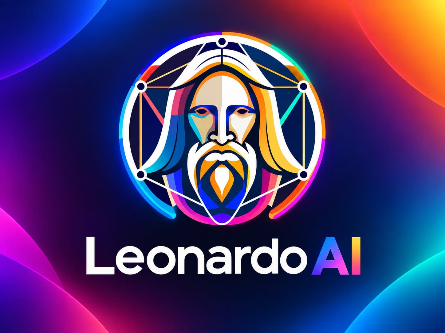 Leonardo AI: logotipo oficial sobre fondo de arte digital generado por IA